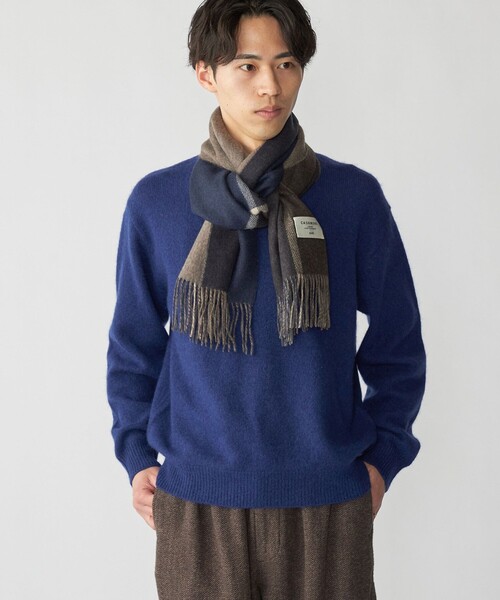 SHIPS（シップス）の「SHIPS: カシミヤ ダブルフェイス パネル マフラー（マフラー・メンズ・ブラック/ネイビー/ブラウン/ブルー・ONE SIZE）」の6枚目の写真