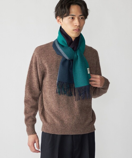 SHIPS（シップス）の「SHIPS: カシミヤ ダブルフェイス パネル マフラー（マフラー・メンズ・ブラック/ネイビー/ブラウン/ブルー・ONE SIZE）」の8枚目の写真