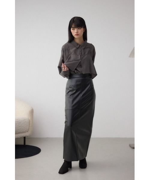 AZUL by moussy(アズールバイマウジー)の「ビスチェレイヤードシャツ(シャツ/ブラウス・レディース・チャコールグレー/キャメル/アイボリー・FREE)」の20枚目の写真