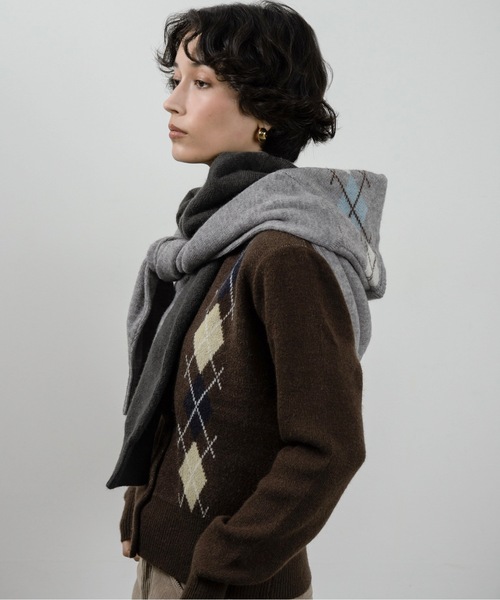 lawgy（ラウジー）の「argyle pattern simple cardigan / アーガイルパターンシンプルカーディガン（カーディガン/ボレロ・レディース・ブラウン/チャコール/グレー・FREE）」の17枚目の写真