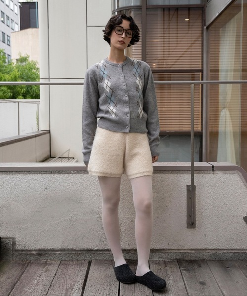 lawgy（ラウジー）の「argyle pattern simple cardigan / アーガイルパターンシンプルカーディガン（カーディガン/ボレロ・レディース・ブラウン/チャコール/グレー・FREE）」の10枚目の写真