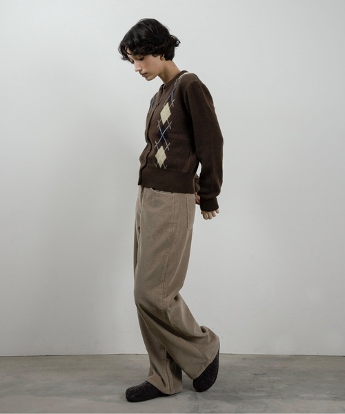 lawgy（ラウジー）の「argyle pattern simple cardigan / アーガイルパターンシンプルカーディガン（カーディガン/ボレロ・レディース・ブラウン/チャコール/グレー・FREE）」の20枚目の写真