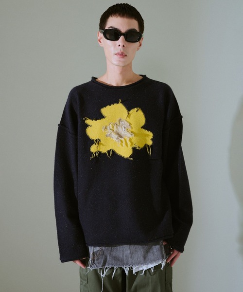 inside out flower motif nep sweater / インサイドアウトフラワー