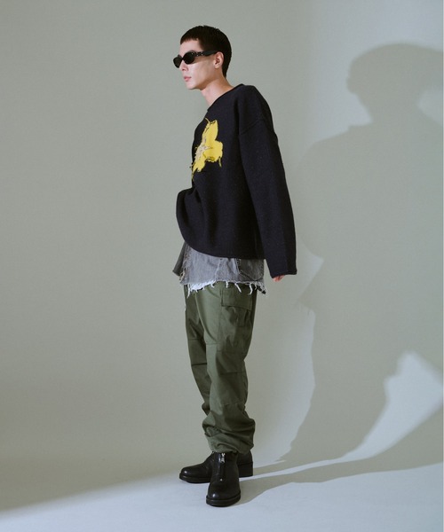 CAMPHOR WOOD（カンファーウッド）の「inside out flower motif nep sweater / インサイドアウトフラワーモチーフネップニット（ニット/セーター・メンズ・ブラック/ネイビー/ベージュ・SMALL/MEDIUM/LARGE）」の9枚目の写真