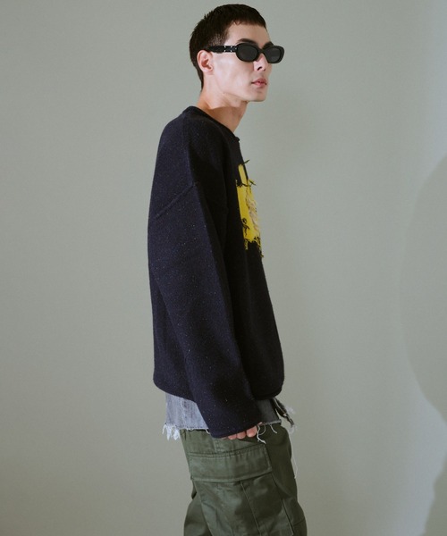 CAMPHOR WOOD（カンファーウッド）の「inside out flower motif nep sweater / インサイドアウトフラワーモチーフネップニット（ニット/セーター・メンズ・ブラック/ネイビー/ベージュ・SMALL/MEDIUM/LARGE）」の19枚目の写真