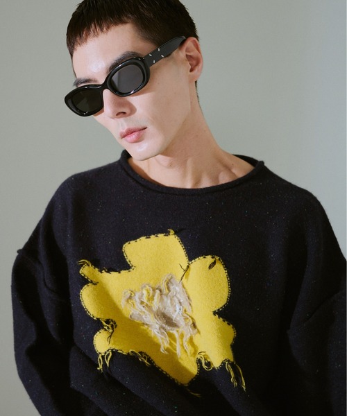 CAMPHOR WOOD（カンファーウッド）の「inside out flower motif nep sweater / インサイドアウトフラワーモチーフネップニット（ニット/セーター・メンズ・ブラック/ネイビー/ベージュ・SMALL/MEDIUM/LARGE）」の21枚目の写真