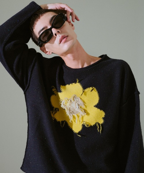 CAMPHOR WOOD（カンファーウッド）の「inside out flower motif nep sweater / インサイドアウトフラワーモチーフネップニット（ニット/セーター・メンズ・ブラック/ネイビー/ベージュ・SMALL/MEDIUM/LARGE）」の22枚目の写真