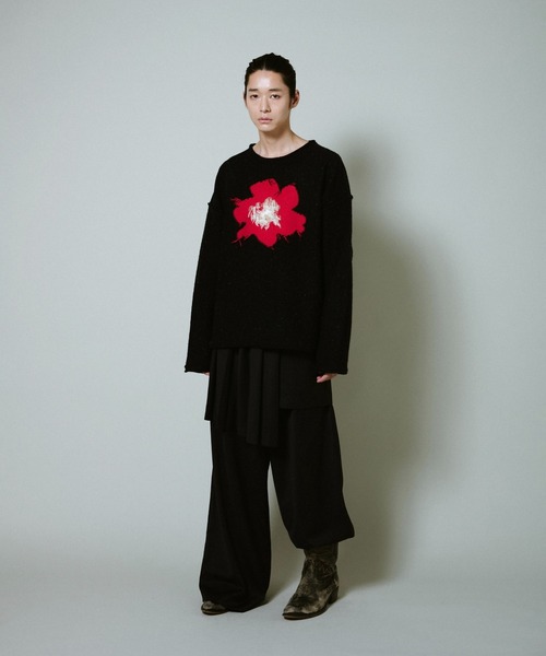 CAMPHOR WOOD（カンファーウッド）の「inside out flower motif nep sweater / インサイドアウトフラワーモチーフネップニット（ニット/セーター・メンズ・ブラック/ネイビー/ベージュ・SMALL/MEDIUM/LARGE）」の5枚目の写真