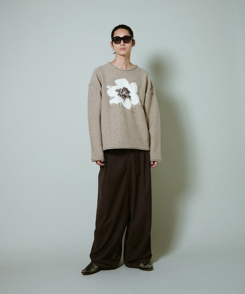 CAMPHOR WOOD（カンファーウッド）の「inside out flower motif nep sweater / インサイドアウトフラワーモチーフネップニット（ニット/セーター・メンズ・ブラック/ネイビー/ベージュ・SMALL/MEDIUM/LARGE）」の6枚目の写真