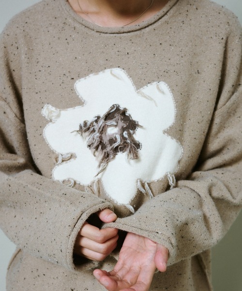 CAMPHOR WOOD（カンファーウッド）の「inside out flower motif nep sweater / インサイドアウトフラワーモチーフネップニット（ニット/セーター・メンズ・ブラック/ネイビー/ベージュ・SMALL/MEDIUM/LARGE）」の11枚目の写真