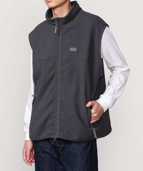 SEDAN all purpose フリースベスト XL ブラック SEDAN ALL-PURPOSE | Fleece Full Zip Vest MEN（その他アウター