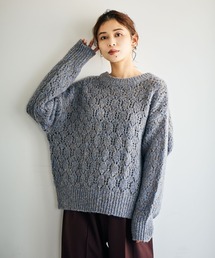 studio CLIP | 5ゲージダブルフロントブークレリボンニットカーディガン(ニット/セーター)