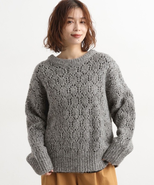 studio CLIP（スタディオクリップ）の「5ゲージダブルフロントブークレリボンニットカーディガン（ニット/セーター・レディース・ブルー/グレー/ブラウン・FREE）」の13枚目の写真
