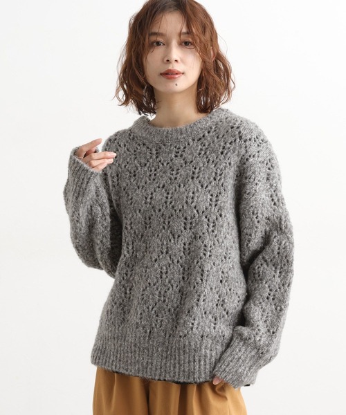 studio CLIP（スタディオクリップ）の「5ゲージダブルフロントブークレリボンニットカーディガン（ニット/セーター・レディース・ブルー/グレー/ブラウン・FREE）」の14枚目の写真