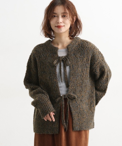 studio CLIP（スタディオクリップ）の「5ゲージダブルフロントブークレリボンニットカーディガン（ニット/セーター・レディース・ブルー/グレー/ブラウン・FREE）」の21枚目の写真