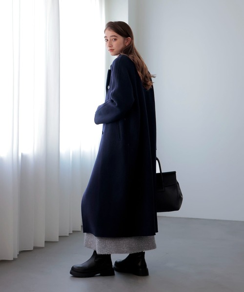 Jines(ジネス)の「シャルムビーバーロングコート(その他アウター・レディース・ネイビー/ボルドー・38)」の4枚目の写真