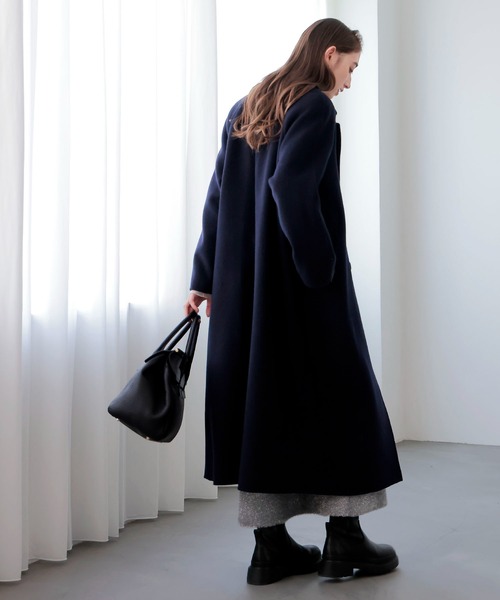 Jines(ジネス)の「シャルムビーバーロングコート(その他アウター・レディース・ネイビー/ボルドー・38)」の6枚目の写真