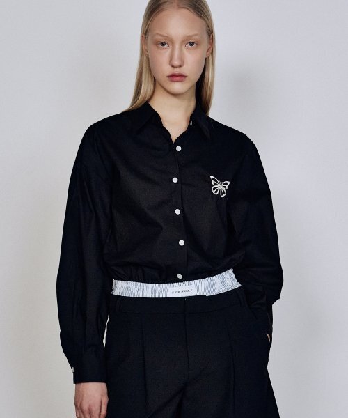 NICK&NICOLE（ニックアンドニコール）の「OVERFIT PAPER COTTON BUTTERFLY SHIRT_BLACK（シャツ/ブラウス・レディース・その他・FREE）」の2枚目の写真