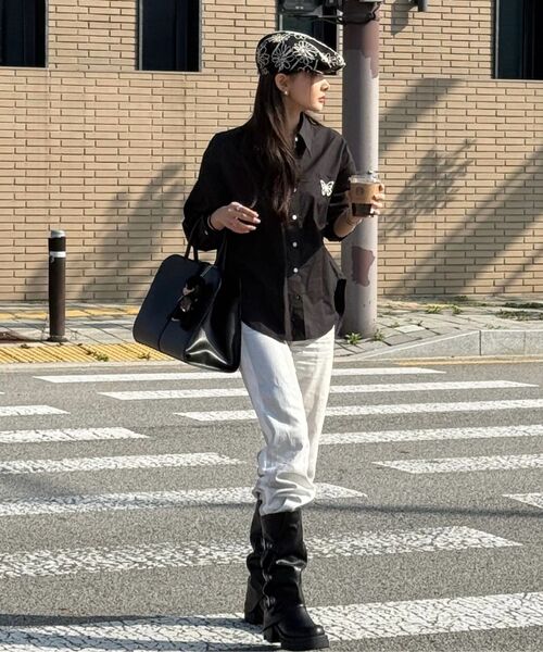 NICK&NICOLE（ニックアンドニコール）の「OVERFIT PAPER COTTON BUTTERFLY SHIRT_BLACK（シャツ/ブラウス・レディース・その他・FREE）」の6枚目の写真