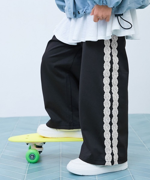 【新品未使用】PRT サイドライン レースワイドパンツ イージーウォッシュ】サイドラインレース ワイドパンツ | 子供服の通販