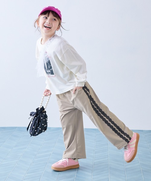 イージーウォッシュ】サイドラインレース ワイドパンツ（その他パンツ