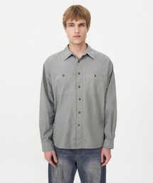 INSILENCE | ガーメントダイ ワークシャツ オリーブ(シャツ/ブラウス)