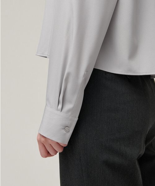 MUSINSA STANDARD WOMAN（ムシンサスタンダードウーマン）の「ウィメンズリラックスドクロップシルキーシャツ[ライトグレー]（シャツ/ブラウス・レディース・その他・SMALL/MEDIUM）」の6枚目の写真