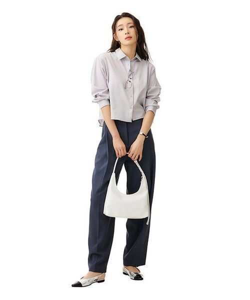 MUSINSA STANDARD WOMAN（ムシンサスタンダードウーマン）の「ウィメンズリラックスドクロップシルキーシャツ[ライトグレー]（シャツ/ブラウス・レディース・その他・SMALL/MEDIUM）」の9枚目の写真