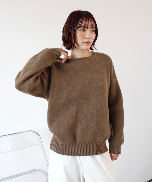 ABYS(アビス)の「バックロゴニットトップス(ニット/セーター・レディース・ネイビー/ブラウン/グレー・FREE)」の5枚目の写真