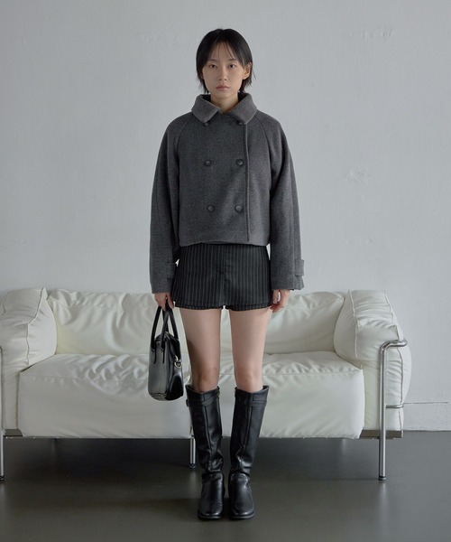 UNE MANSION(ユヌマンション)の「【インナーストライプパンツ付き】バック切り替えデザインストライプスリムパンツミニスカート(スカート・レディース・ブラック/グレー・SMALL/MEDIUM/LARGE)」の19枚目の写真