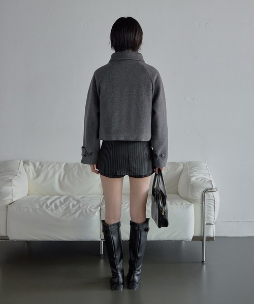 UNE MANSION(ユヌマンション)の「【インナーストライプパンツ付き】バック切り替えデザインストライプスリムパンツミニスカート(スカート・レディース・ブラック/グレー・SMALL/MEDIUM/LARGE)」の21枚目の写真