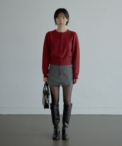 UNE MANSION(ユヌマンション)の「【インナーストライプパンツ付き】バック切り替えデザインストライプスリムパンツミニスカート(スカート・レディース・ブラック/グレー・SMALL/MEDIUM/LARGE)」の22枚目の写真