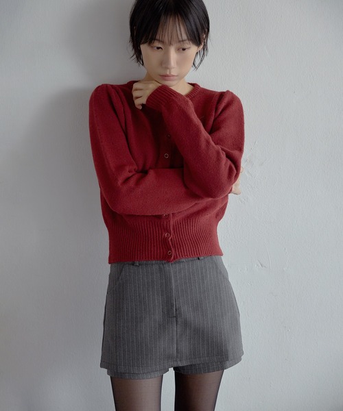 UNE MANSION(ユヌマンション)の「【インナーストライプパンツ付き】バック切り替えデザインストライプスリムパンツミニスカート(スカート・レディース・ブラック/グレー・SMALL/MEDIUM/LARGE)」の15枚目の写真