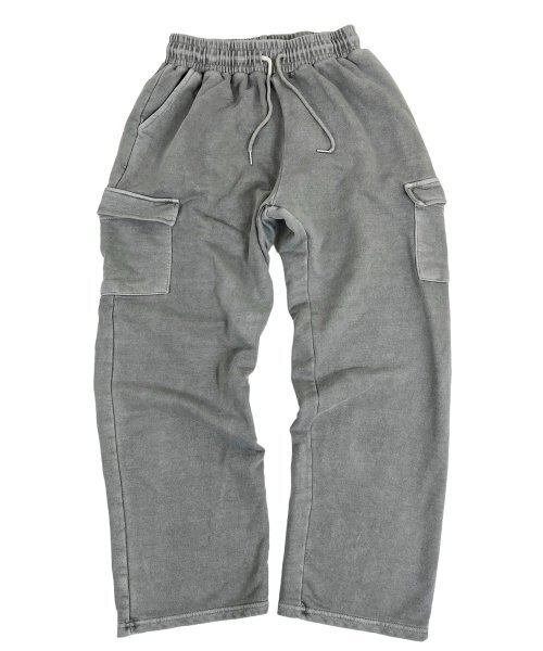 Pigment Flat Cargo Sweat Wide Pants Gray