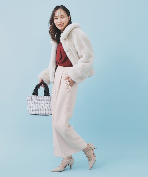 index(インデックス)の「フリルポケットストレートパンツ【洗濯機OK/防シワ】(その他パンツ・レディース・ピンク/ブラック/ブラウン系・36/38/40)」の14枚目の写真