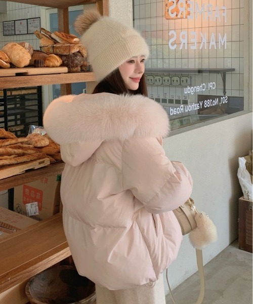 ファー付きジャンバー ビックフードファー付きダウンジャケット（ダウンジャケット/コート