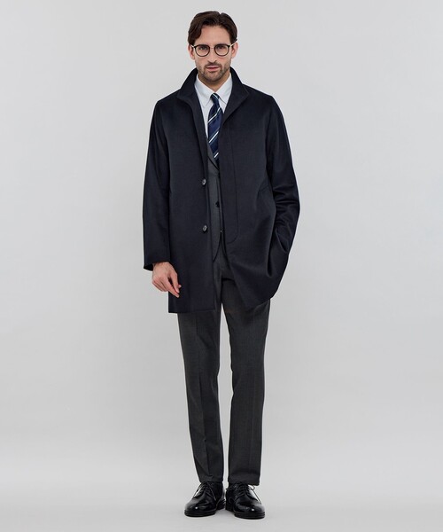 MACKINTOSH LONDON（マッキントッシュ ロンドン）の「【DUNFORD STAND COLLAR】ウールカシミヤビーバースタンドカラーコート（その他アウター・メンズ・チャコールグレー/ネイビー・40/38/42）」の4枚目の写真