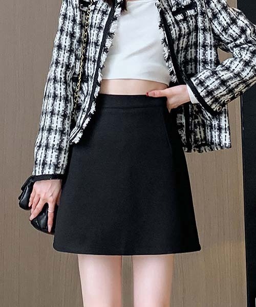 gossip!ロサンゼルス(ゴシップロサンゼルス)の「Y2K ハイウエスト 台形ミニスカート(スカート・レディース・グレー/オフホワイト/ブラック・L/M/S)」の1枚目の写真