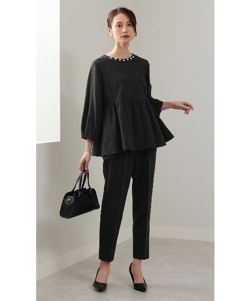 AOYAMA（アオヤマ）の「【ＷＥＢ限定】アンティークジャガードブラウスセットアップ（スーツセット・レディース・ホワイト×ブラック/ブラック×ブラック・L/M/LL/S）」の2枚目の写真