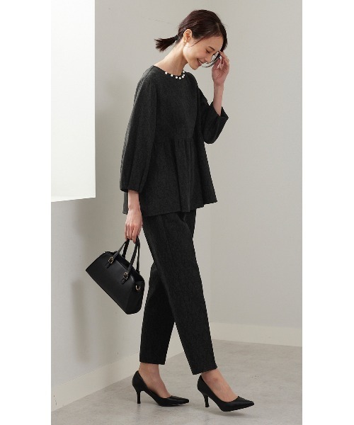 AOYAMA（アオヤマ）の「【ＷＥＢ限定】アンティークジャガードブラウスセットアップ（スーツセット・レディース・ホワイト×ブラック/ブラック×ブラック・L/M/LL/S）」の3枚目の写真