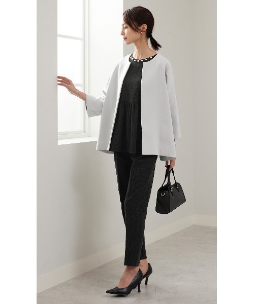 AOYAMA（アオヤマ）の「【ＷＥＢ限定】アンティークジャガードブラウスセットアップ（スーツセット・レディース・ホワイト×ブラック/ブラック×ブラック・L/M/LL/S）」の6枚目の写真