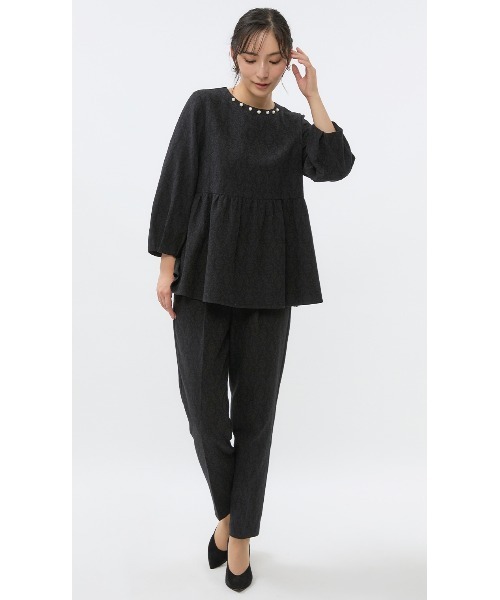 AOYAMA（アオヤマ）の「【ＷＥＢ限定】アンティークジャガードブラウスセットアップ（スーツセット・レディース・ホワイト×ブラック/ブラック×ブラック・L/M/LL/S）」の7枚目の写真