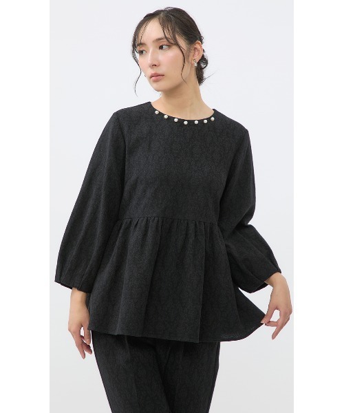 AOYAMA（アオヤマ）の「【ＷＥＢ限定】アンティークジャガードブラウスセットアップ（スーツセット・レディース・ホワイト×ブラック/ブラック×ブラック・L/M/LL/S）」の8枚目の写真