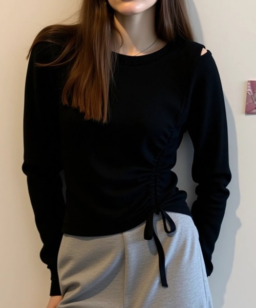 cammie（キャミー）の「肩開きギャザートップス（その他トップス・レディース・グレー/ブラック/ホワイト・M/L）」の16枚目の写真