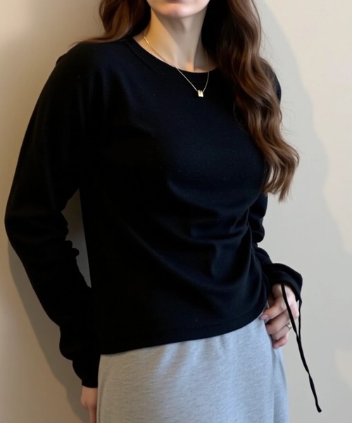 cammie（キャミー）の「肩開きギャザートップス（その他トップス・レディース・グレー/ブラック/ホワイト・M/L）」の7枚目の写真
