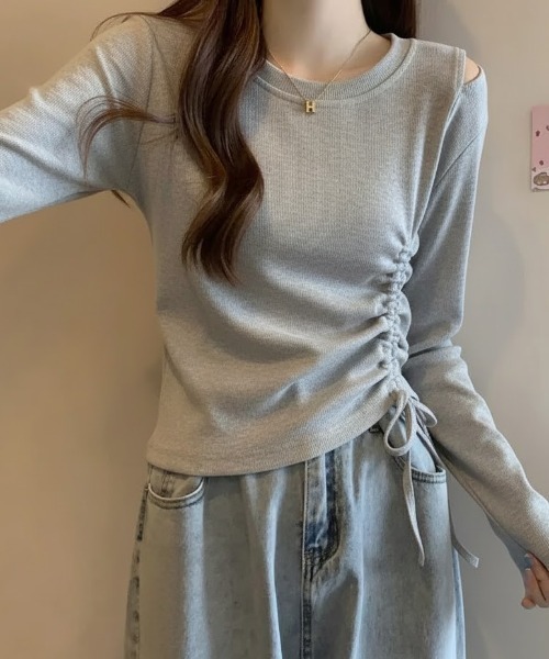 cammie（キャミー）の「肩開きギャザートップス（その他トップス・レディース・グレー/ブラック/ホワイト・M/L）」の11枚目の写真