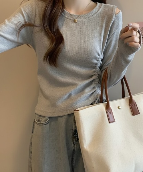 cammie（キャミー）の「肩開きギャザートップス（その他トップス・レディース・グレー/ブラック/ホワイト・M/L）」の10枚目の写真
