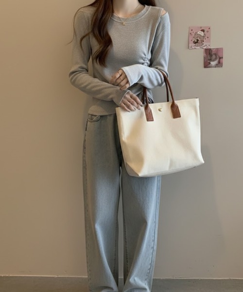 cammie（キャミー）の「肩開きギャザートップス（その他トップス・レディース・グレー/ブラック/ホワイト・M/L）」の9枚目の写真