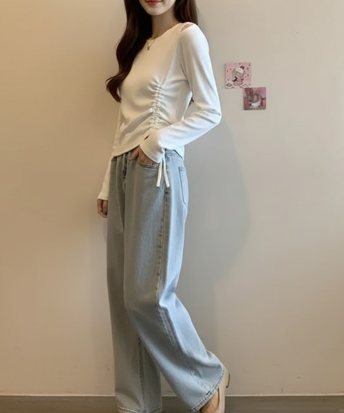 cammie（キャミー）の「肩開きギャザートップス（その他トップス・レディース・グレー/ブラック/ホワイト・M/L）」の14枚目の写真