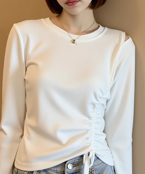 cammie（キャミー）の「肩開きギャザートップス（その他トップス・レディース・グレー/ブラック/ホワイト・M/L）」の13枚目の写真